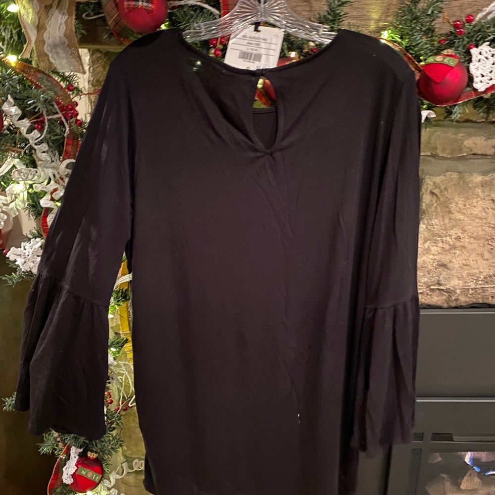 Bell sleeve tunic black blouse brand new with tags
